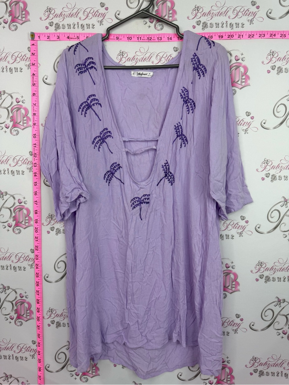 Salty lemon coverup beach Light Lavender Embroidered V-Neck Swim Coverup